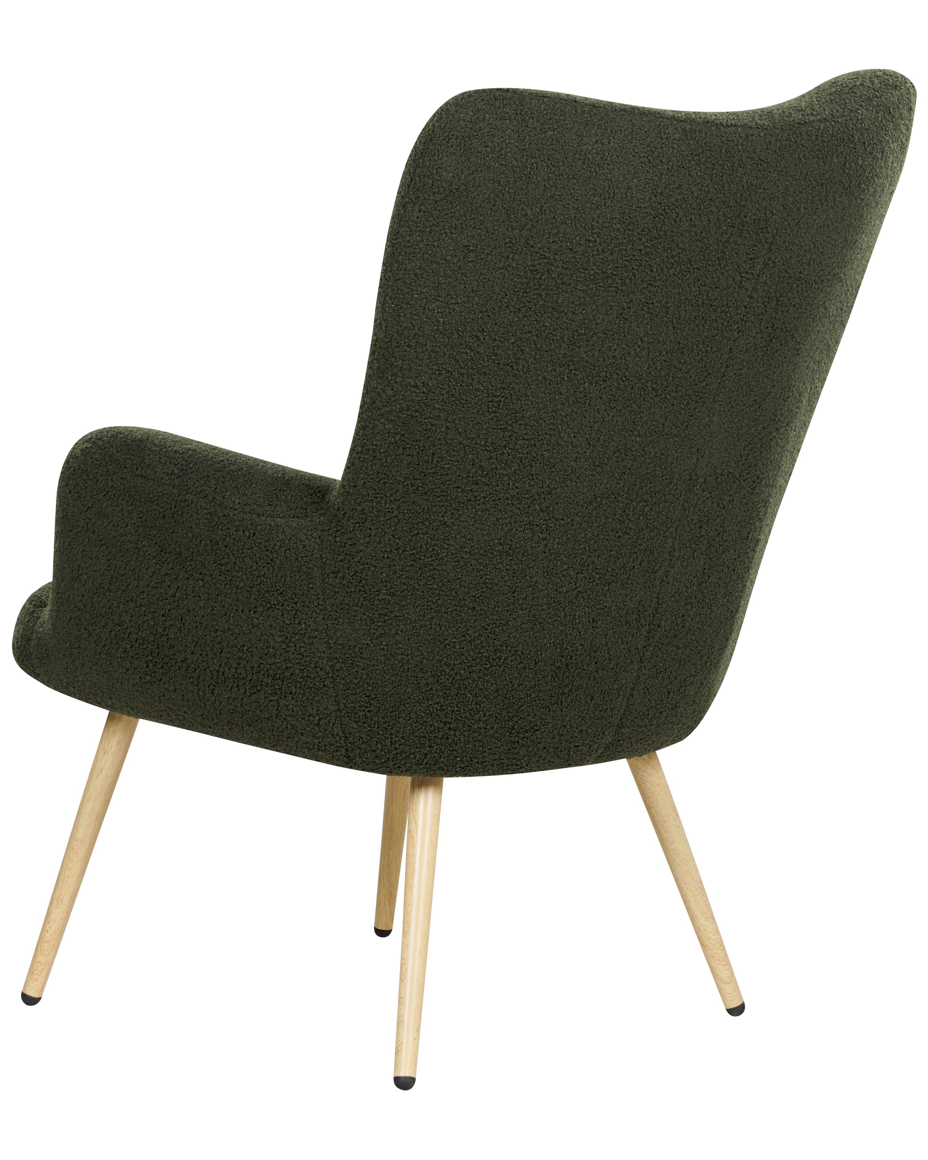 Boucle Wingback Chair with Footstool Dark Green VEJLE | Beliani.co.uk