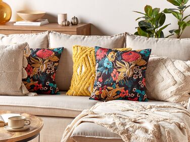 Velvet Cushion Floral Pattern 45 x 45 cm Multicolour PROTEA