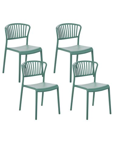 Conjunto de 4 cadeiras de jantar em plástico verde menta GELA