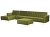 Right Hand Modular Velvet Sofa with Ottoman Green ABERDEEN_882390