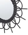 Rattan Sunburst Wall Mirror ⌀ 60 cm Black TELAKIA_822208