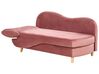 Chaise-longue à esquerda com arrumação em veludo rosa MERI II_914290
