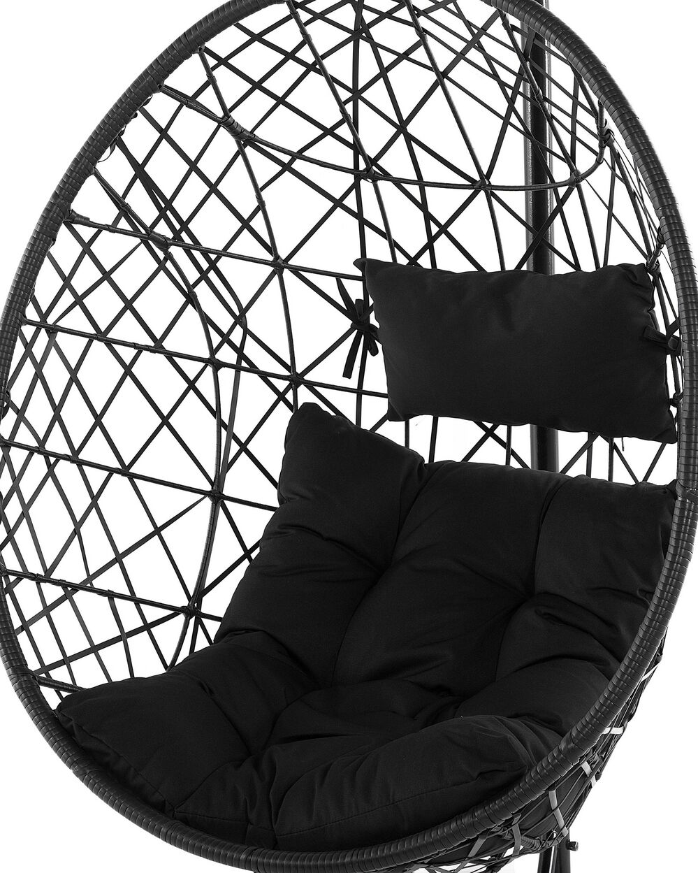 PE Rattan Hanging Chair with Stand Black ALATRI Beliani.fi