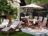 Wooden Garden Sun Lounger with Striped Blue Cushion TOSCANA_784203