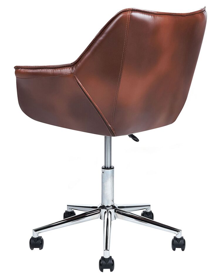Faux Leather Desk Chair Brown NEWDALE Beliani.co.uk