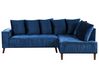 Canapé d'angle gauche en velours bleu GRENA_837247