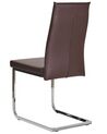 Conjunto de 2 sillas de comedor de piel sintética marrón oscuro/plateado ROCKFORD_787600