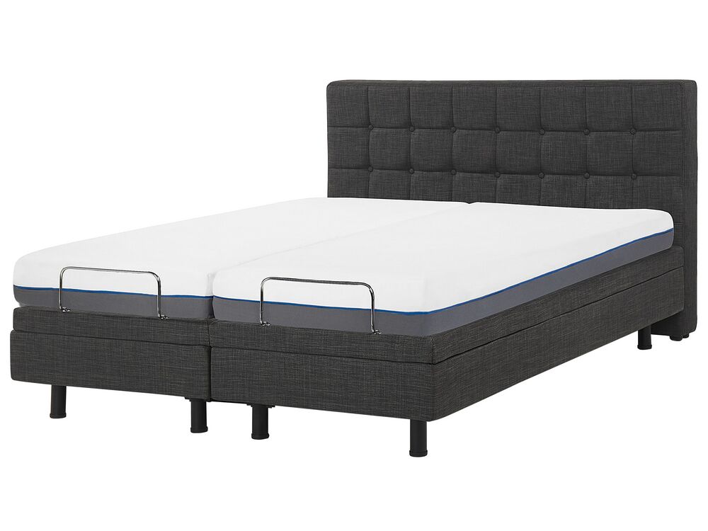 Fabric EU King Size Adjustable Bed Grey DUKE Beliani.co.uk