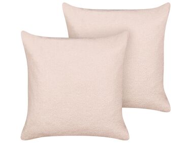 Set of 2 Boucle Cushions 60 x 60 cm Pink LEUZEA