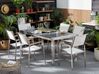 Conjunto de mesa com tampo triplo granito flameado preto 180 x 90 cm e 6 cadeiras brancas GROSSETO_395777