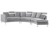 7 Seater Curved Modular Velvet Sofa Light Grey ROTUNDE_793609