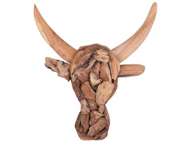 Estatueta decorativa madeira clara BULL HEAD