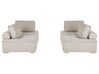 Conjunto de sofás 4 plazas de poliéster beige claro/madera clara TIBRO_825922