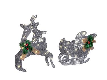 Outdoor LED Decoration Sleigh and Reindeer 41 cm Silver ENODAK