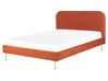 Łóżko welurowe 160 x 200 cm pomarańczowe FLAYAT_834136