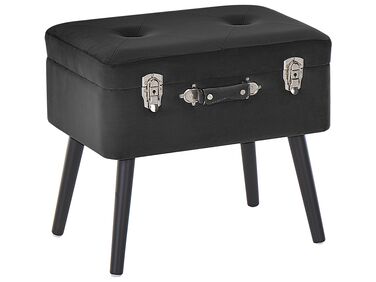 Hocker mit Stauraum Samtstoff schwarz Koffer-Design MALLARD