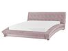 Łóżko welurowe 160 x 200 cm różowe LILLE_729976