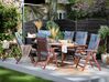 Zahradní souprava, dřevěný stůl a 6 židlí s modrými polštáři TOSCANA_788309