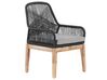 Conjunto de jardín de cemento reforzado mesa 200 x 100 cm con 6 sillas negro/madera clara OLBIA_809464