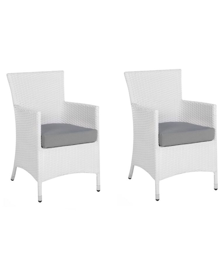 Conjunto de 2 cadeiras de jardim de rattan sintético branco ITALY_763669