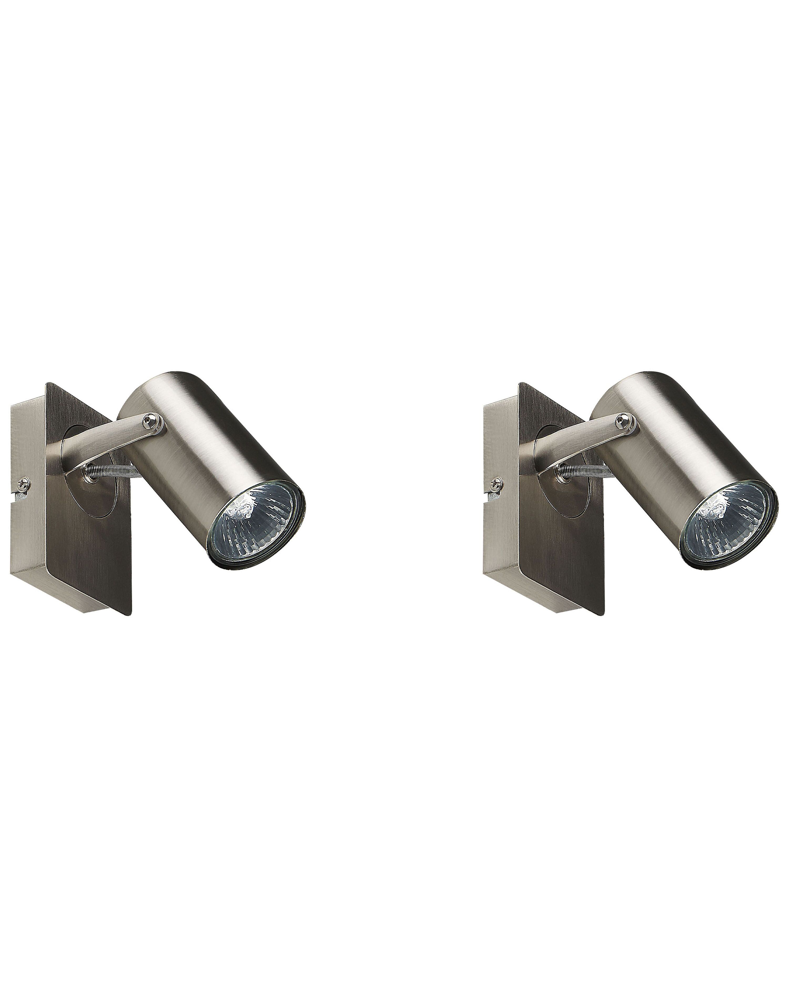 Set of 2 Metal Spotlight Lamps Silver KLIP | Beliani.co.uk
