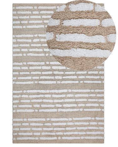 Bavlnený koberec 120 x 180 cm béžová/biela AHIRLI