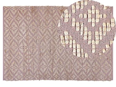 Teppich Baumwolle beige / rosa geometrisches Muster 140 x 200 cm Kurzflor GERZE