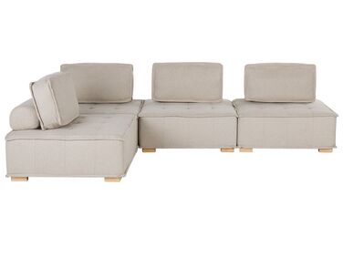 4 Seater Modular Fabric Corner Sofa Beige TIBRO