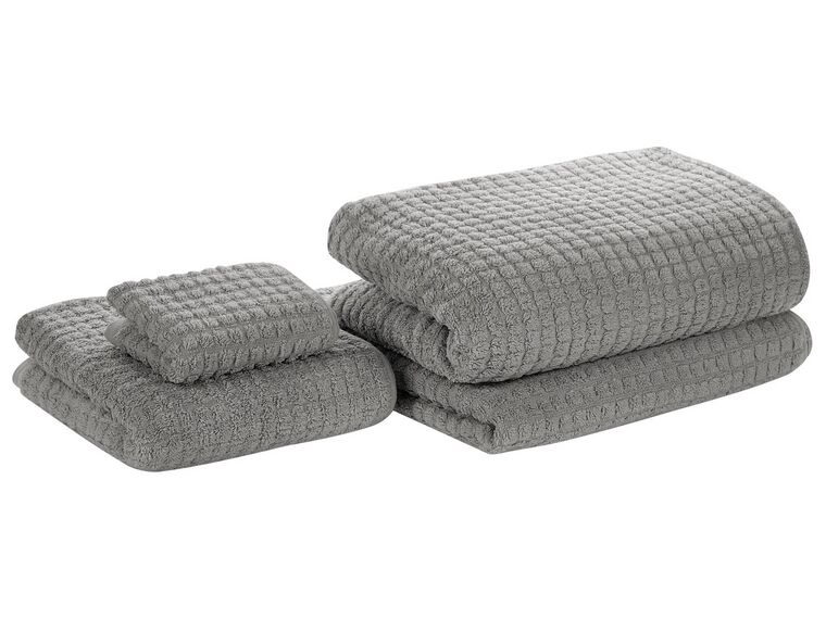 Set di 4 asciugamani in cotone grigio ATAI_797628