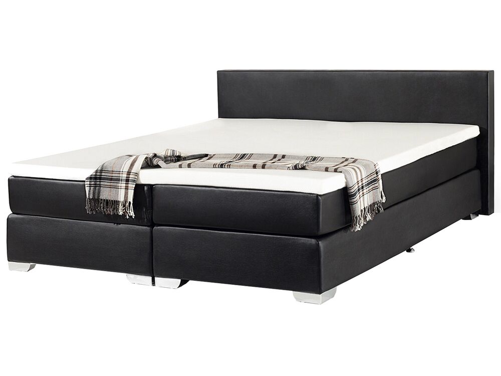 Boxspringbett Kunstleder Schwarz 180 X 200 Cm President Beliani At Boxspringbett Kunstleder 180x200