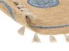 Round Jute Area Rug ⌀ 140 cm Beige and Blue OBAKOY_886849