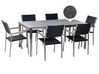 Ensemble de jardin effet granit et plateau de verre 6 places noir chaises en polyrotin COSOLETO/GROSSETO_881590