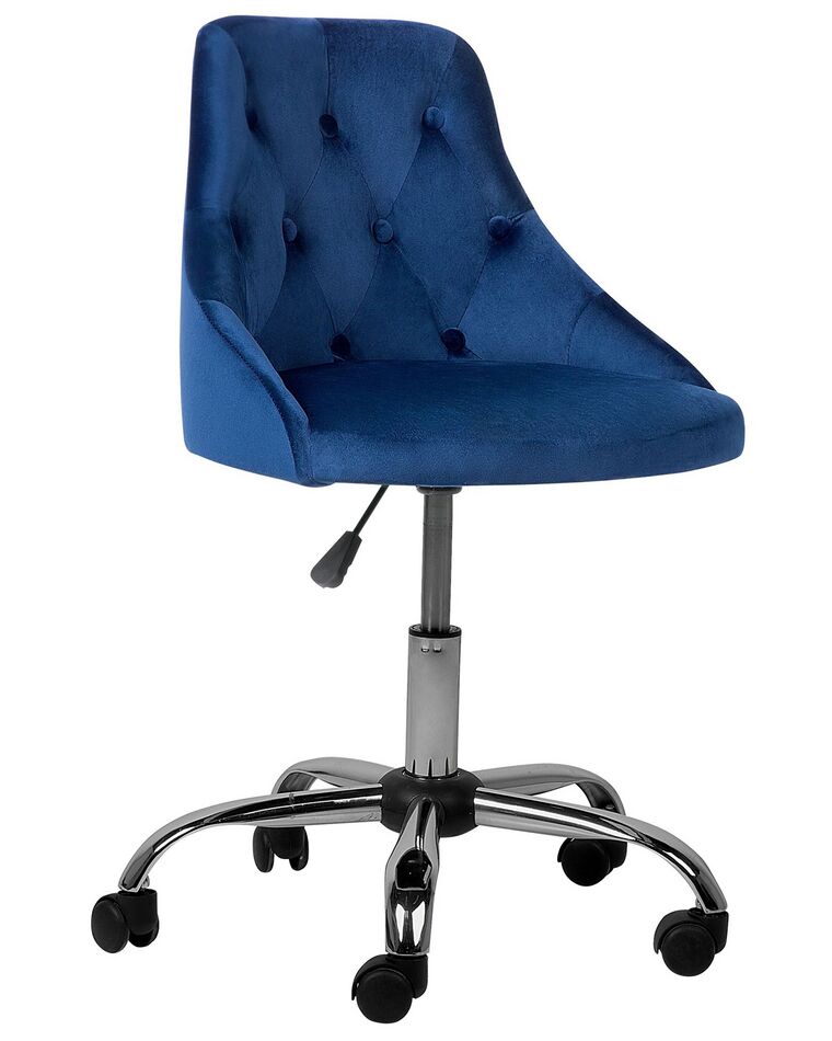 Chaise à roulettes en velours bleu PARRISH_732418