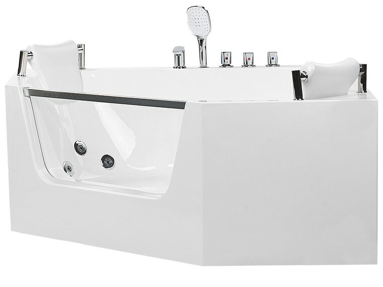 Whirlpool Corner Bath 1350 x 1350 mm White CANTALLA Beliani.co.uk