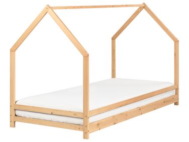 Łóżko dziecięce domek drewniane 90 x 200 cm jasne APPY