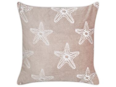 Almofada decorativa com motivo de estrela do mar em veludo rosa 45 x 45 cm CERAMIUM