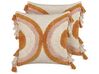 Conjunto de 2 cojines de algodón naranja/beige claro/rosa acolchado 45 x 45 cm LABLAB_838679