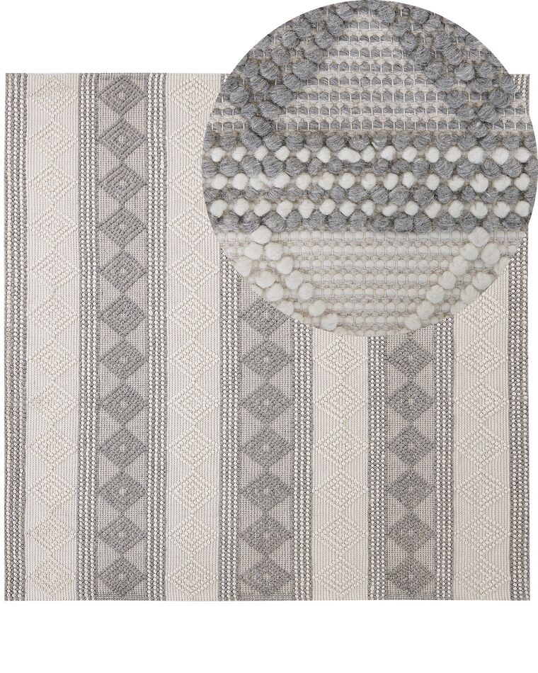 Tappeto lana beige chiaro e grigio chiaro 200 x 200 cm BOZOVA_830971