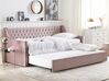Łóżko wysuwane welurowe 90 x 200 cm różowe MONTARGIS _798311