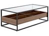 Glass Top Coffee Table with Shelf Dark Wood with Black WACO_825561