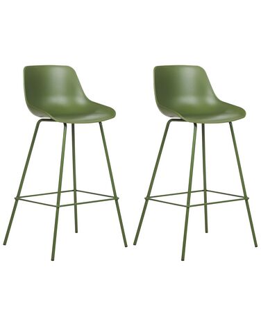Zestaw 2 krzeseł barowych zielony EMMET