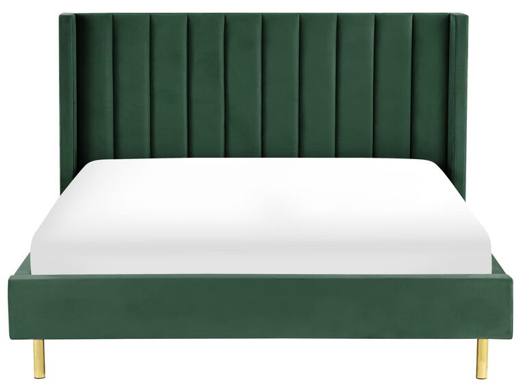 Lit double en velours vert 180 x 200 cm VILLETTE Beliani.fr