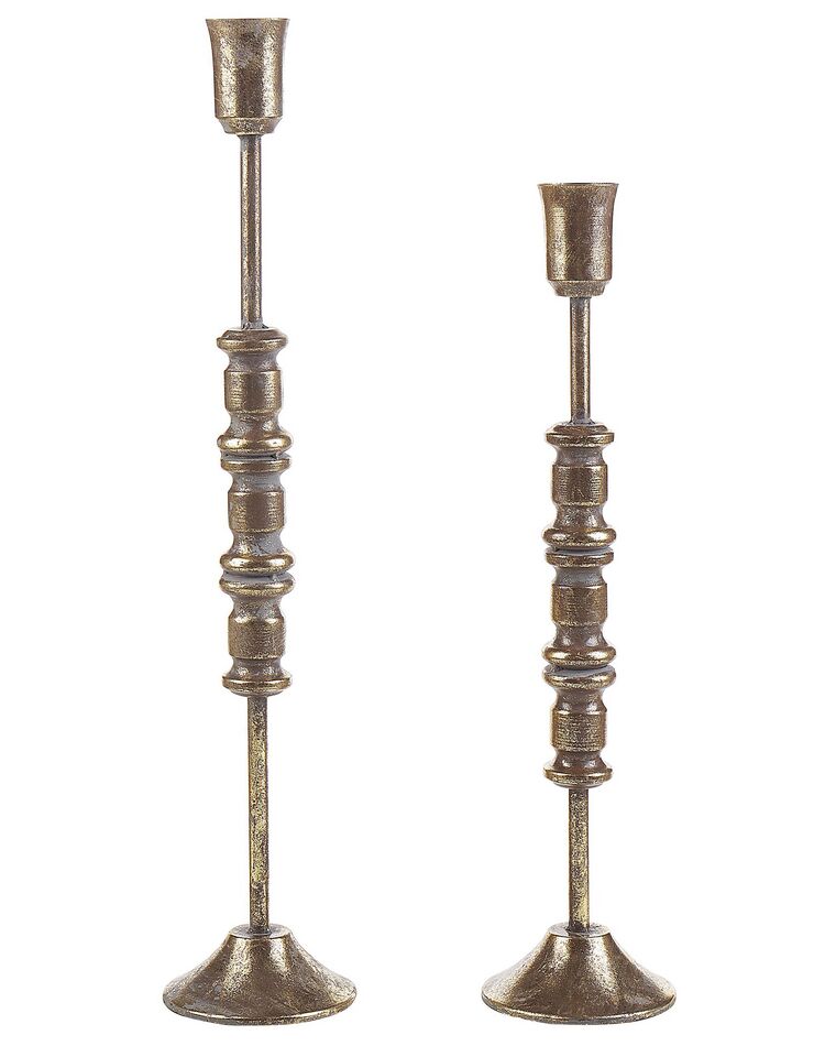 Set of 2 Metal Candlesticks Gold SALAMINA_787613