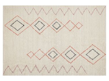 Teppich Baumwolle beige 140 x 200 cm geometrisches Muster GUWAHATI
