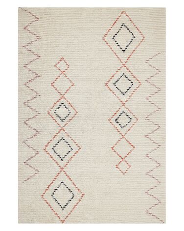 Teppich Baumwolle beige 140 x 200 cm geometrisches Muster GUWAHATI