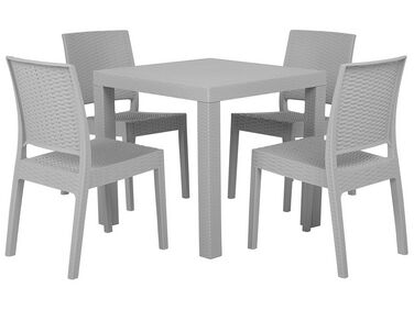 Conjunto de jardín mesa y 4 sillas gris claro FOSSANO