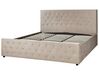 Zamatová posteľ s úložným priestorom 180 x 200 cm sivobéžová AMIENS_914367