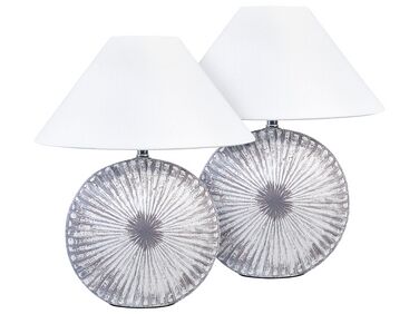 Set of 2 Ceramic Table Lamps with Cone Shade YUNA Grey