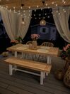 Set de jardin table et bancs en bois avec pieds blancs SCANIA_813421