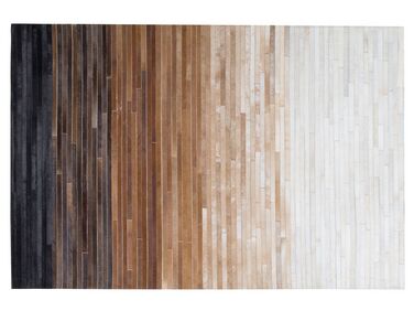 Černohnědý kožený koberec 140 x 200 cm BEYLI